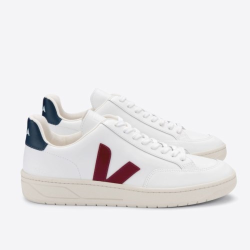 Veja V-12 Leather Miesten Kengät Valkoinen/Punainen/Laivastonsininen (H46F49)